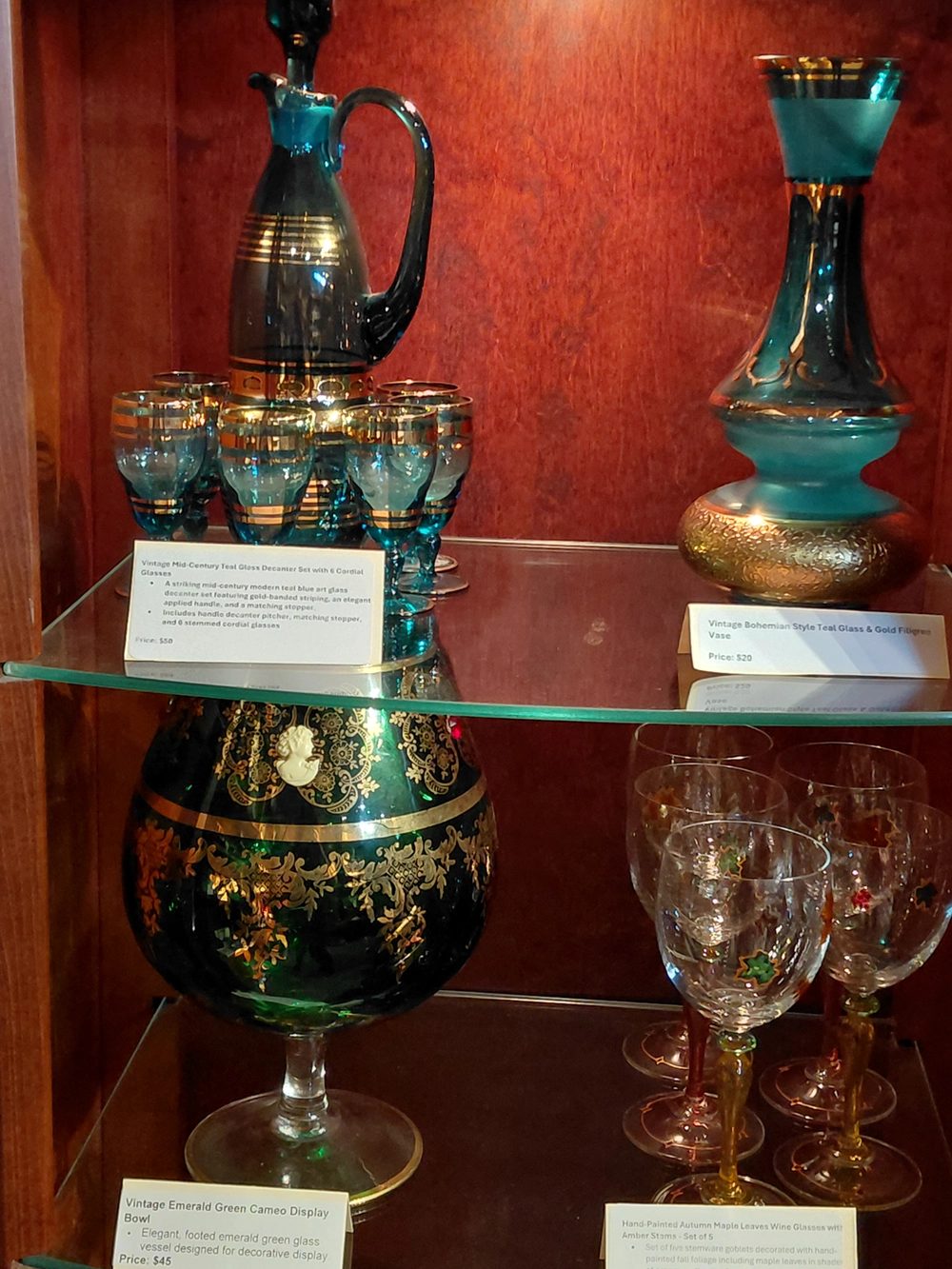 Vintage glassware and decanters