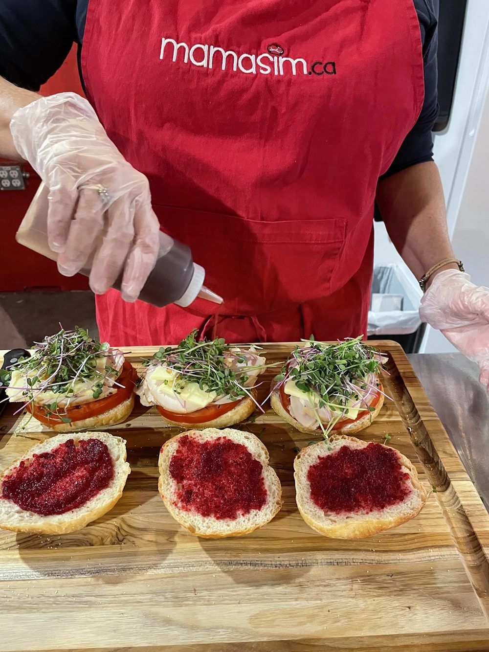 Bruschetta bites being prepared