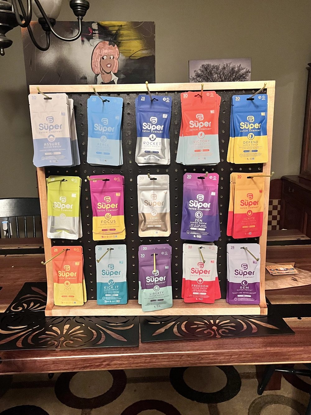 A rack of Super Patch packs