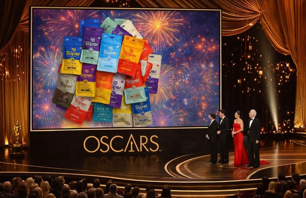 Super Patch packs shown on a big stage screen
