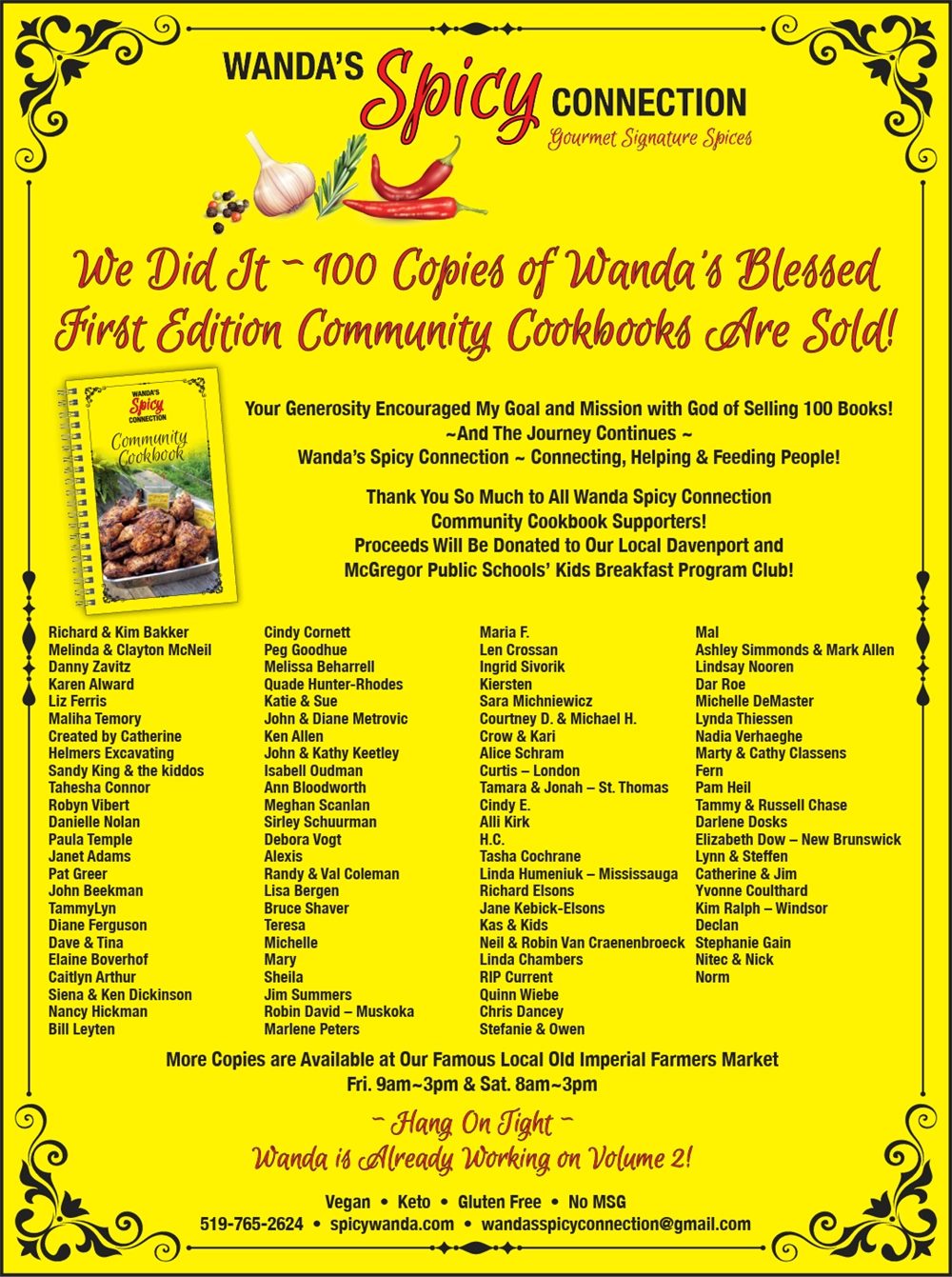 Wanda’s Spicy Connection menu